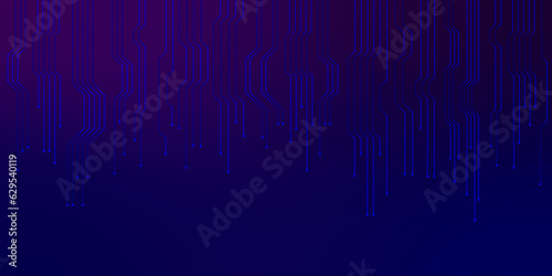 Blue technology style background. Abstract lines, dots, letters, numbers. Digital data connection technology and big data concept.