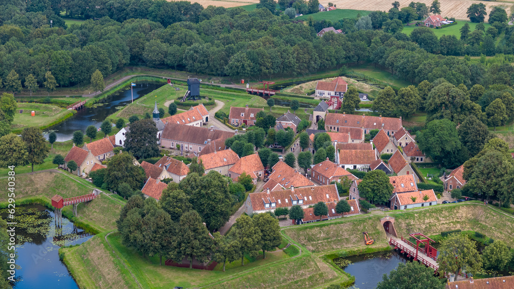 Aerial drone photo of fort Bourtange in Groningen