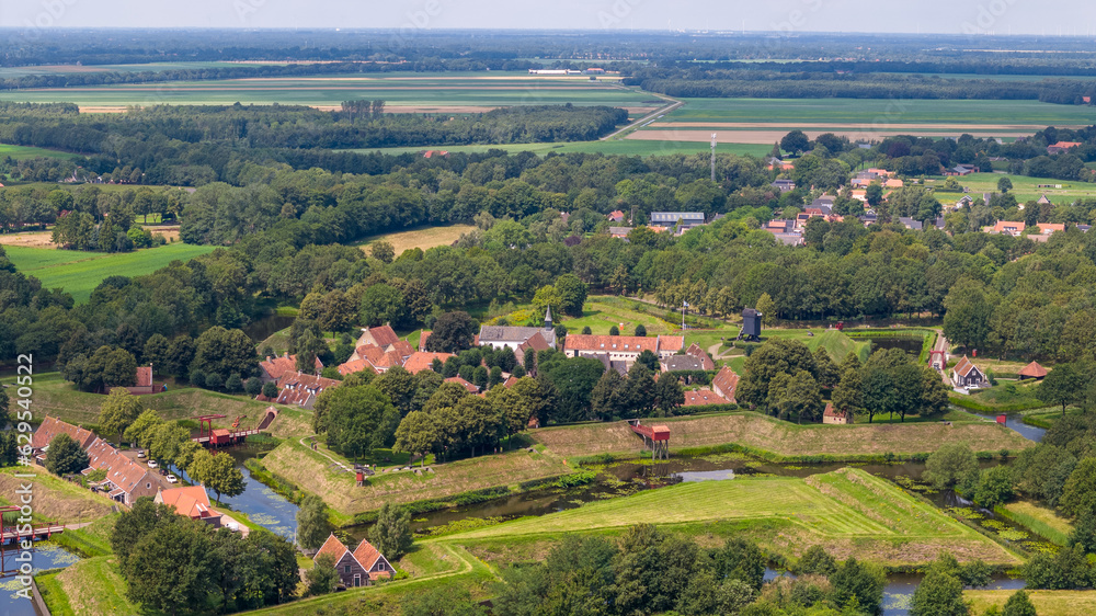Aerial drone photo of fort Bourtange in Groningen