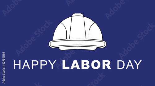 Labor day with workers hard hat in blue background