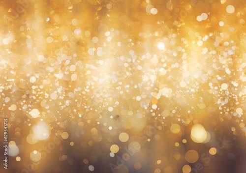 Fairy tale illustrations, abstract background in golden tones with bokeh stars. Generative AI