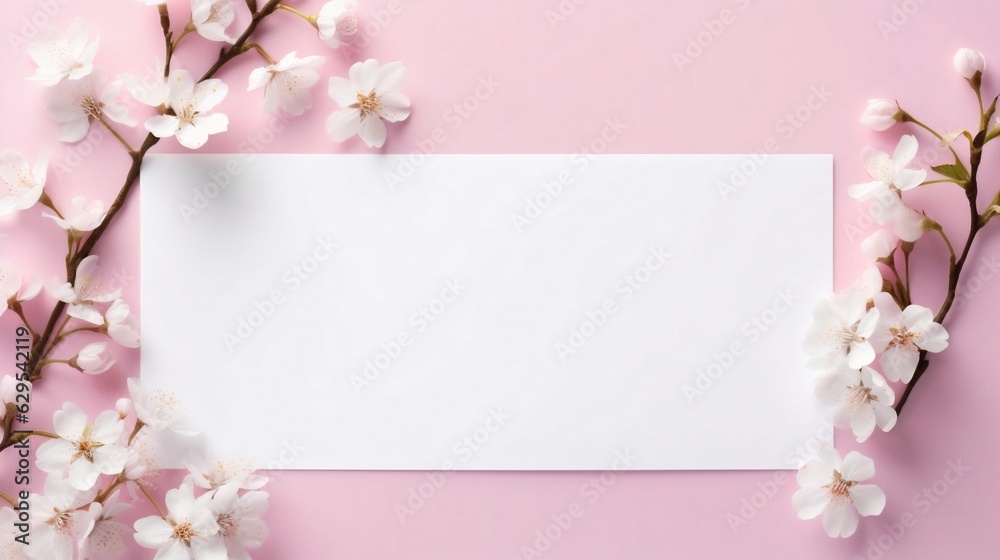 Generative AI : Cherry blossoms , petals and cherry tree branch are neatly placed on a blue background. There is an empty space to use as a copyspace. Generative AI : Cherry blossoms , petals and cherry tree branch are neatly placed on a blue background. There is an empty space to use as a copyspace.