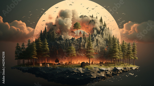 Wallpaper Mural Problema climatico, la natura insorge, le piante bruciano Torontodigital.ca