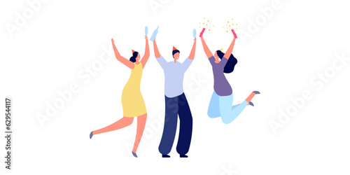 people celebrating with happiness vector character with white background illustration