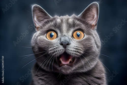 close up of Hungry evil cat shows teeth
