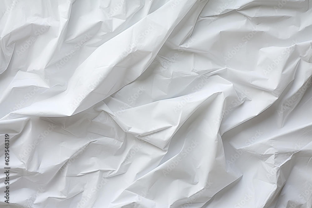 Crumpled White Paper Texture. Generative AI Crumpled White Paper Texture. Generative AI