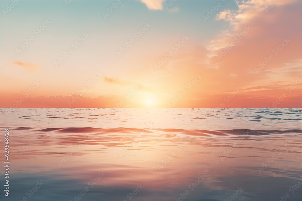 Sea or lake, water, light waves, twilight, sunlight in warm colors