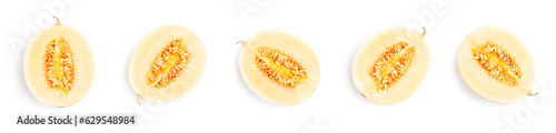 Fresh Honeydew melon sliced isolated on white background, Ripe honeydew melon