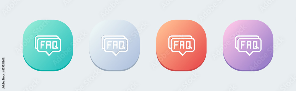 Faq line icon in flat design style. Question signs vector illustration. Faq line icon in flat design style. Question signs vector illustration.