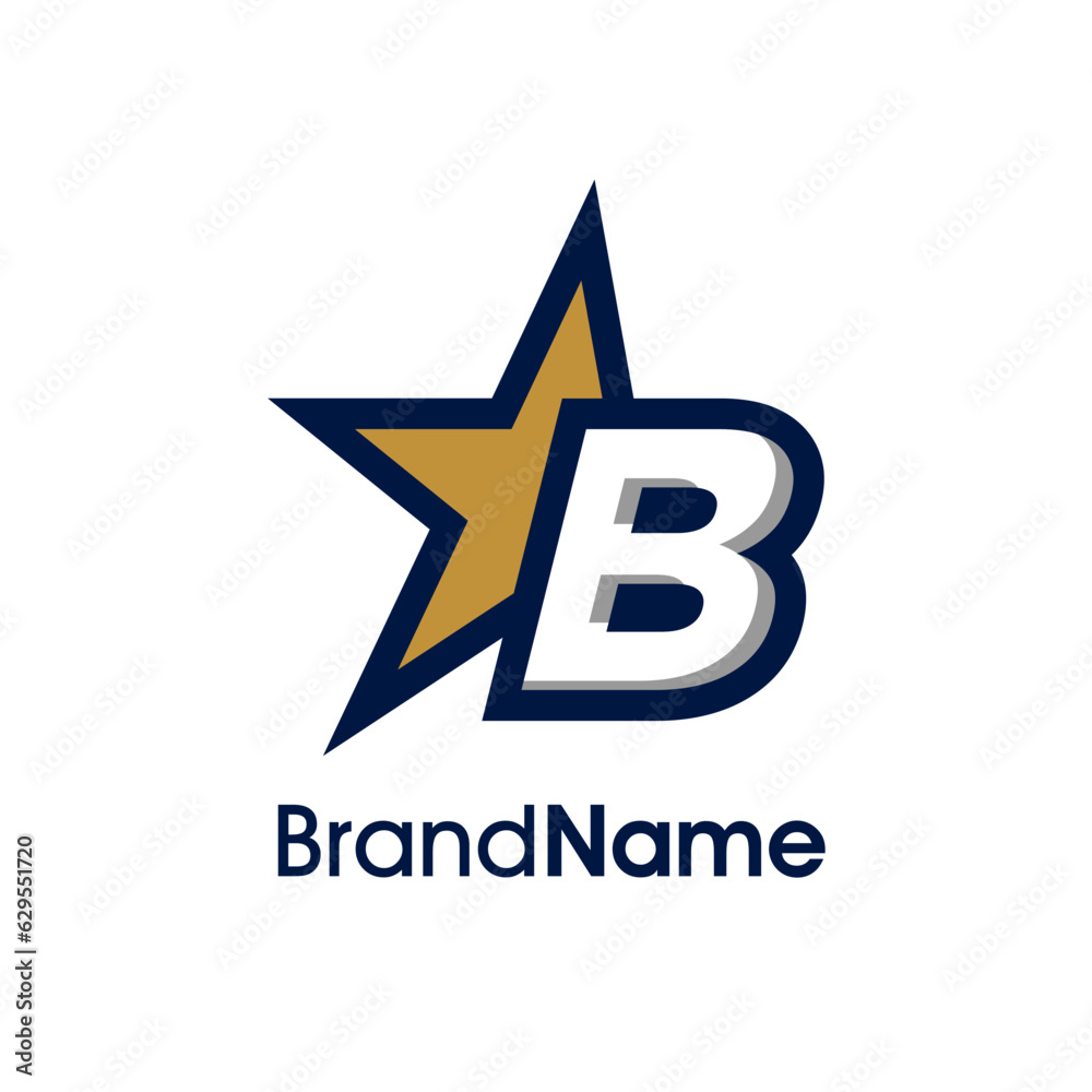 Obraz premium Initial B Gold Star Logo
