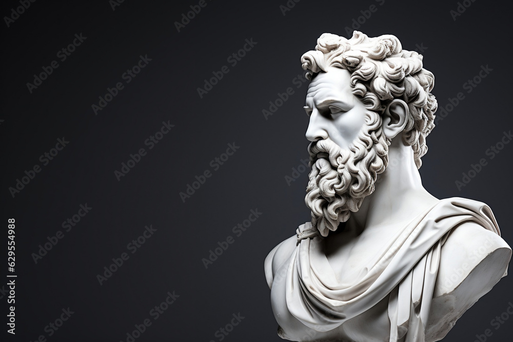 Marble majesty of a Greek god statue - captivating elegance on a pristine background