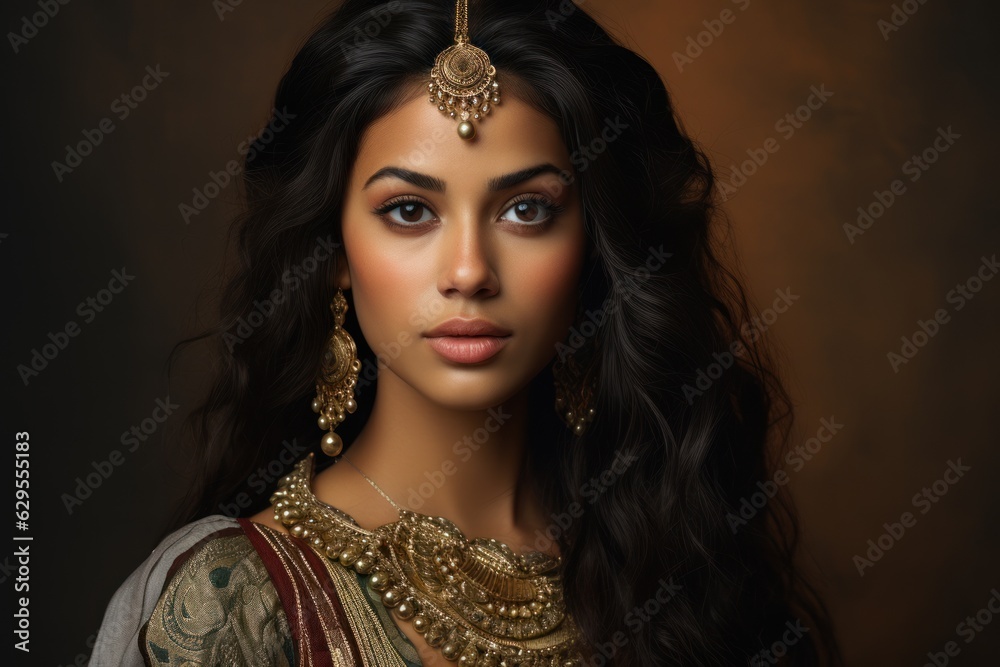 Lifelike beautiful Asian Indian woman with a striking appearance and