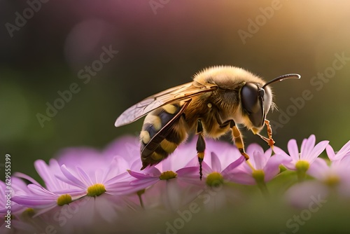 bee on flower generated by AI © Adan