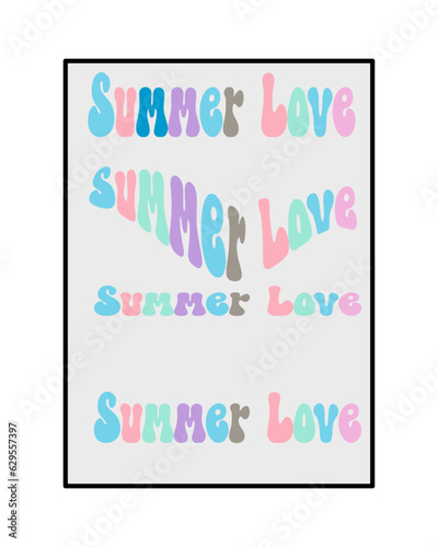 Summer love pastel groovy word isolation on background 