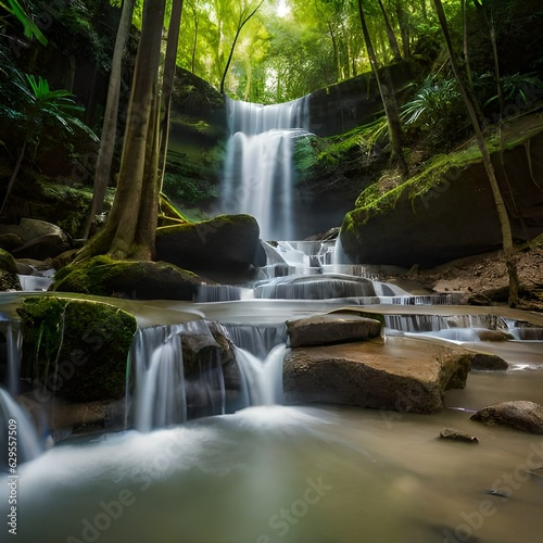 waterfall in the forest Generated by ai 