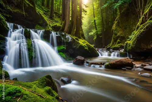 waterfall in the forest Generated by ai 