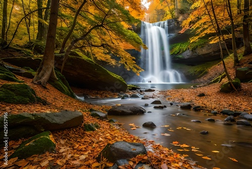 waterfall in autumn Generated by ai 