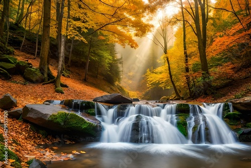 waterfall in autumn Generated by ai 