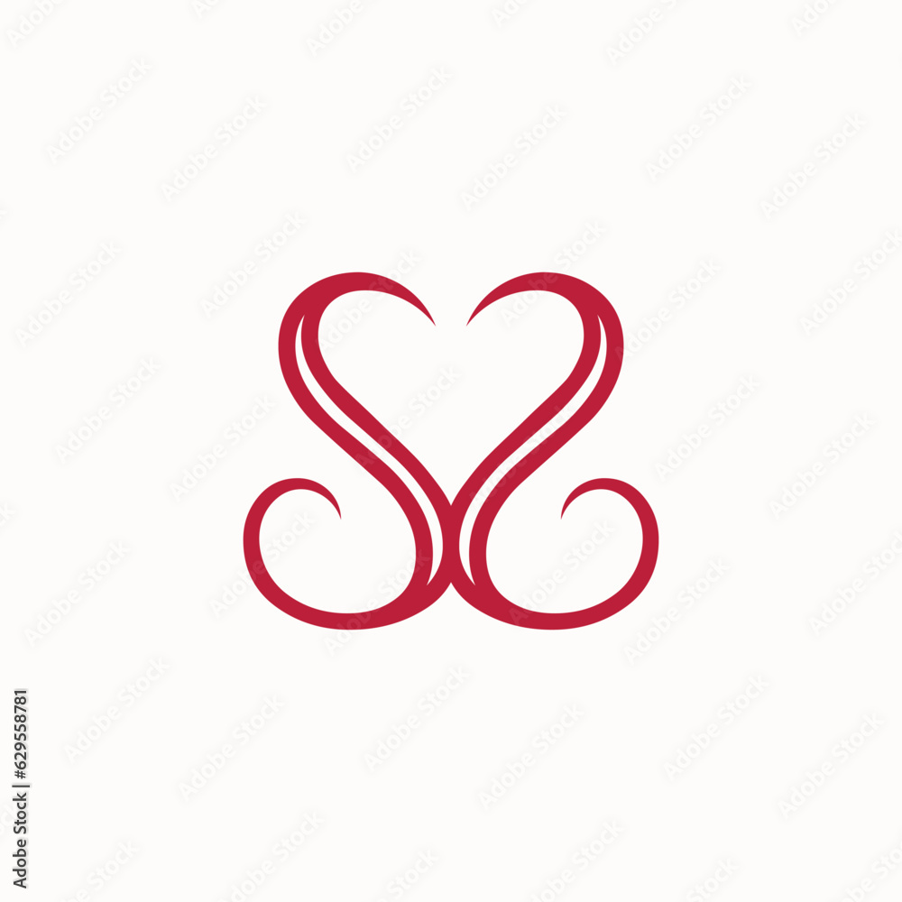 Letter S, S Love Logo Design, Brand Identity logos vector