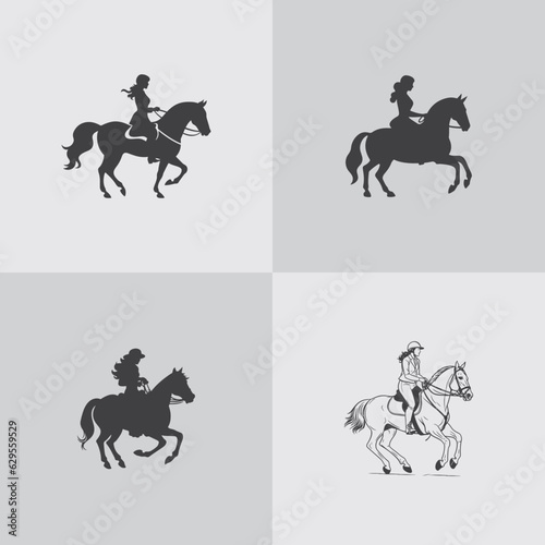 silhouette of a girl riding a horse equestrian sport