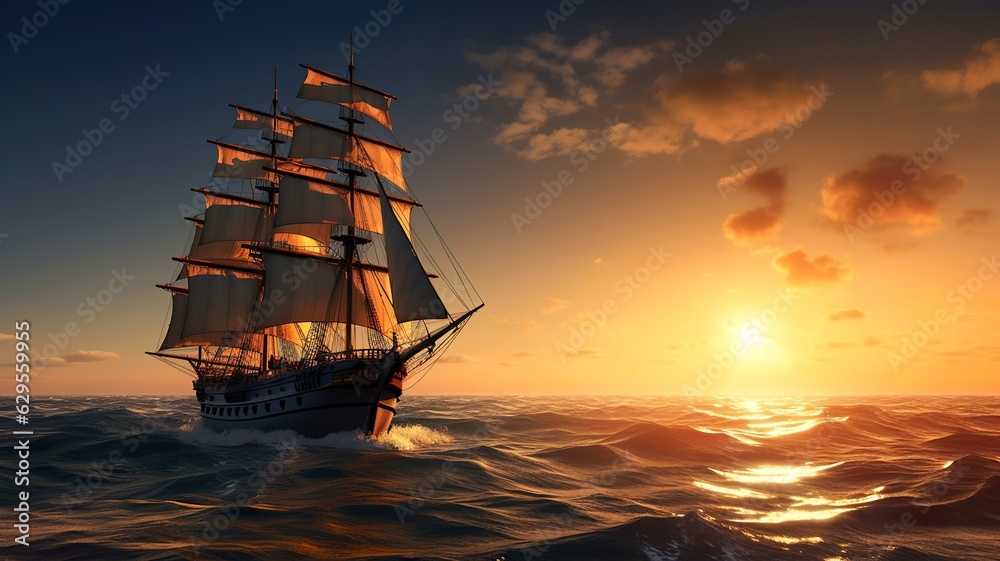 a wonderful landscape with a ship