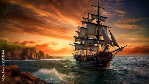a wonderful landscape with a ship © Sndor