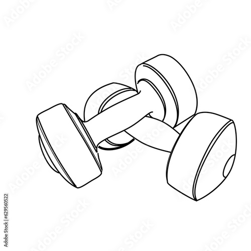 simple vector outline dumbbell, dumbbel dumbell, isolated on white
