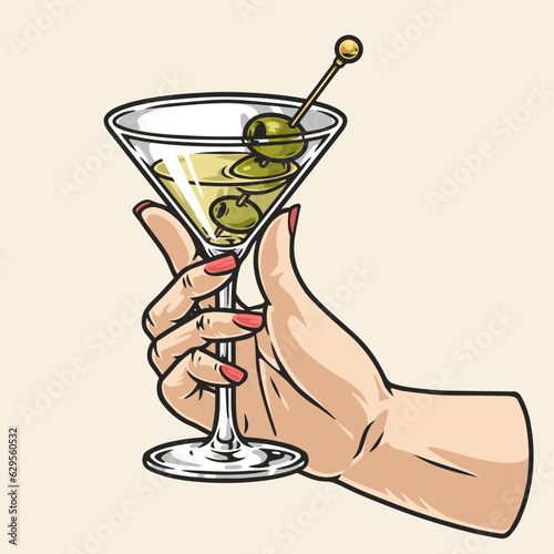 Martini in hand element colorful