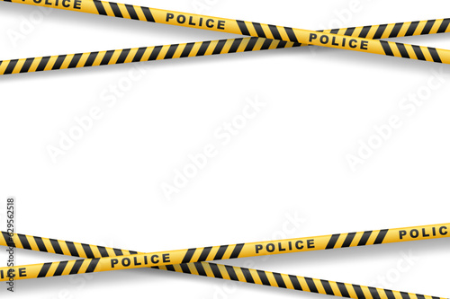 Caution lines isolated. Police tapes. Danger signs. Vector illustration
