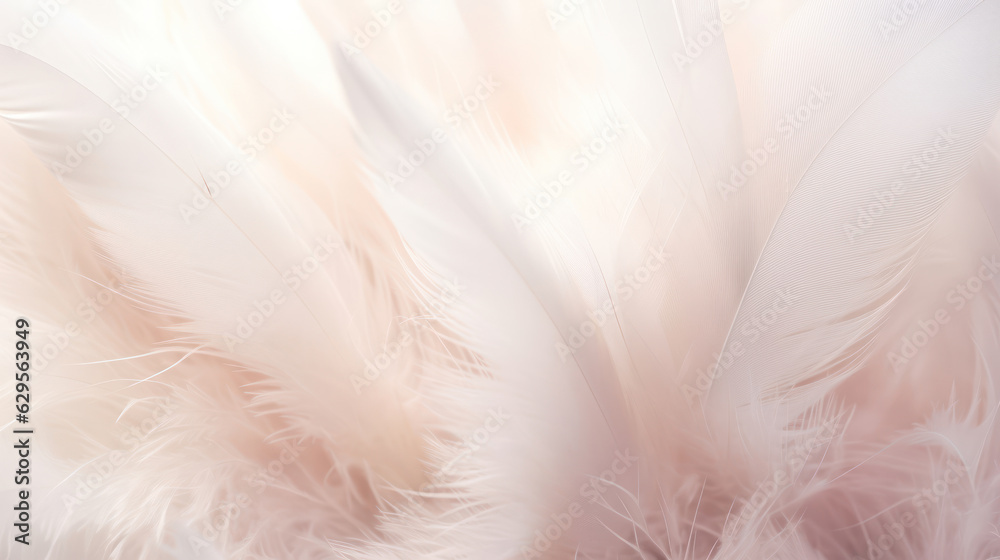 Fototapeta premium Airy soft fluffy wing bird with white feathers, macro