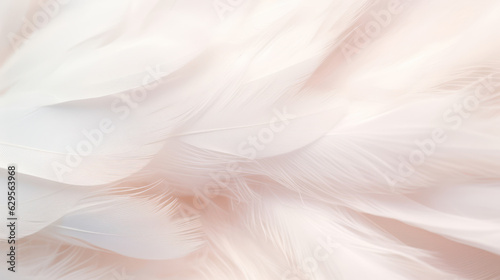 Airy soft fluffy wing bird with white feathers, macro
