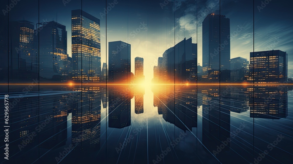 city skyline at sunset website banner
