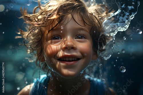 Boy in swimming pool, generative ai