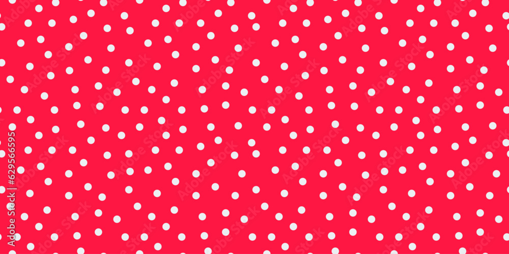 Small polka dot seamless pattern background. random dots texture. red and white dots textile - obrazy, fototapety, plakaty 