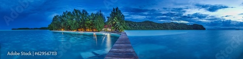 Panoramic view over Carp Island pier in Palau