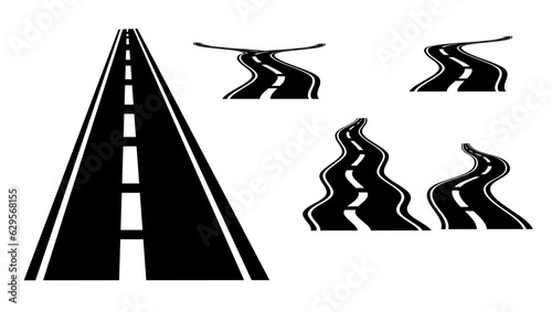 Curved road with white lines