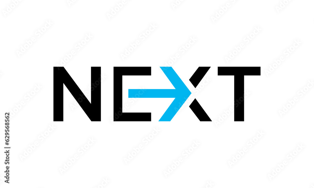 Fototapeta premium Next word with arrow Letter Logo design Template