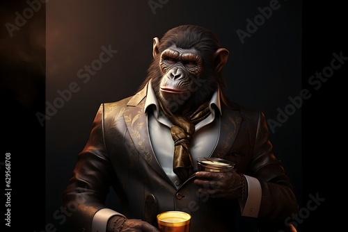 Charming Elegance: Captivating the Hearts with a Cute Male Gorilla's Expensive and Classy Fashion Statement