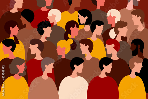 community diverse cultural side view people standing together