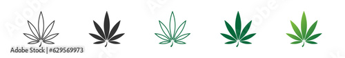 Cannabis, marijuana leaf, herb icon set. Vector isolated logo illustration