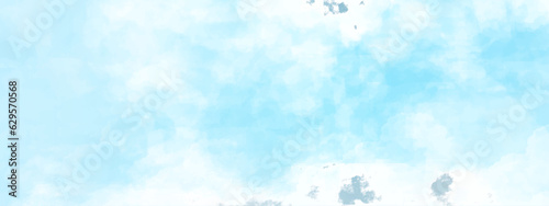 sunny sky blue light watercolor background. Aquarelle painting brush effect card paper textured canvas cloudy smoke space for text, entertaining card, template. aquamarine color graphics illustration