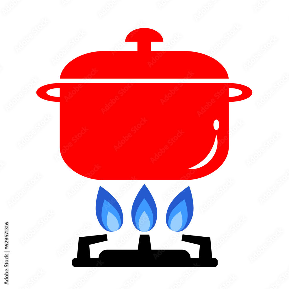 An illustration of putting a pot on a gas stove and heating it.
Cooking icon. An illustration of putting a pot on a gas stove and heating it.
Cooking icon.
