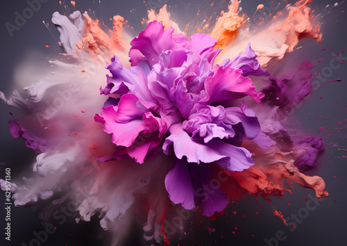 Pink, purple and silver flowers in a colorful explosion