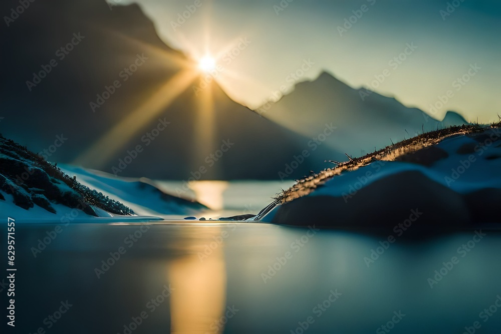 Obraz premium sunrise over the lake