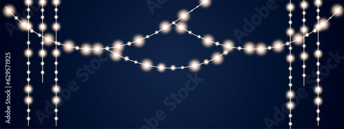 Realistic Christmas garland on a transparent background.