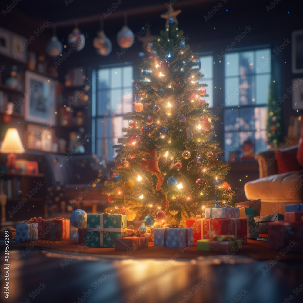interior christmas.christmas time.Beautiful festively decorated.Background.Cozy Holiday