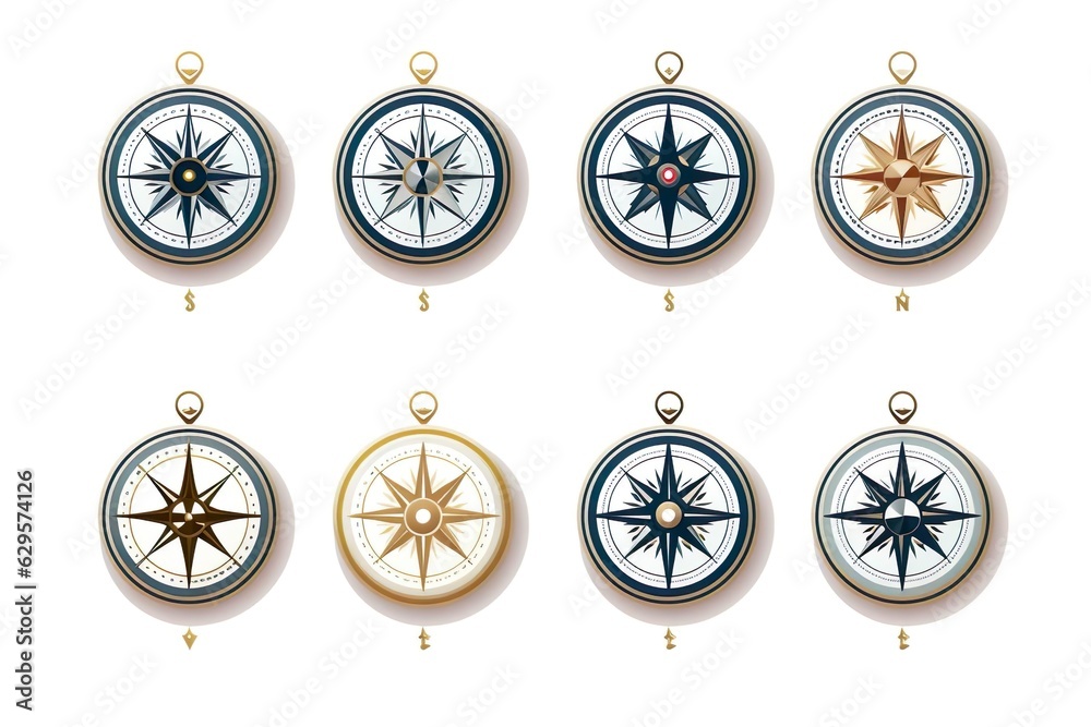 Compass icons set. Vector compass icons. Compass cut