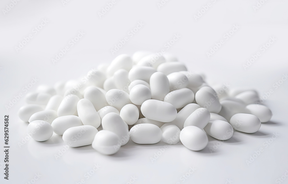 White tablets on a white background