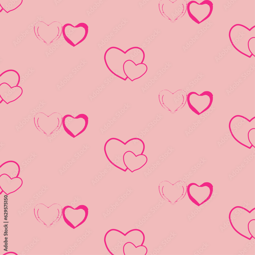 Seamless pattern with hearts on pink background. For wrapping paper. Surface design Invitation print Cute love banner Vector illustration