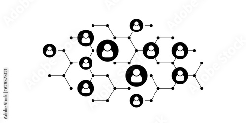 Social user network, people network illustration. Dots connected lines create network